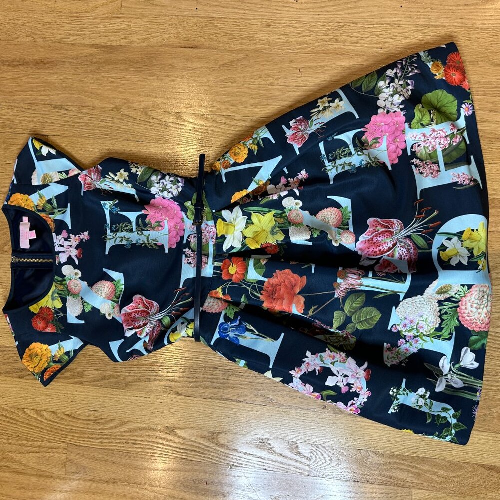 Ted Baker London Alphabet Ditsy Skater Dress Size 0/XS Floral Fit & Flare Navy - Picture 14 of 17